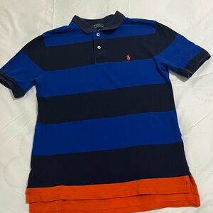 Polo by Ralph Lauren Kids Navy and Orange Striped Polo Shirt Boys Size 14/16